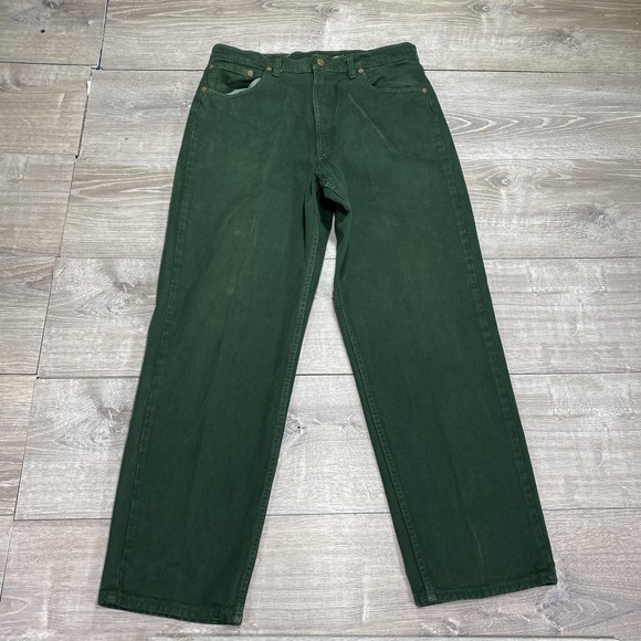 Levis Pants Mens 36x30 Green 5 Pocket Zip Fly Straight Leg Denim Jeans Red Tab - Picture 1 of 14